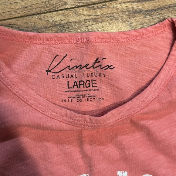 NWT. Woman’s Kinetix casual luxury pink “life is a beach” T-shirt. Size L. - Picture 3 of 6